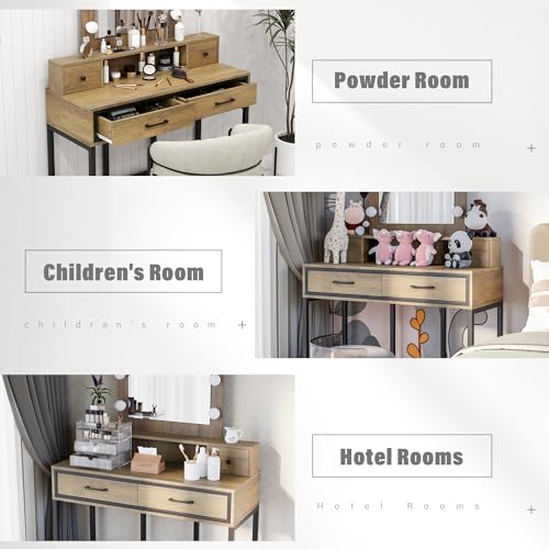 Makeup Vanity Desk with Dimmable Lighted Mirror and 4 Drawers W12518