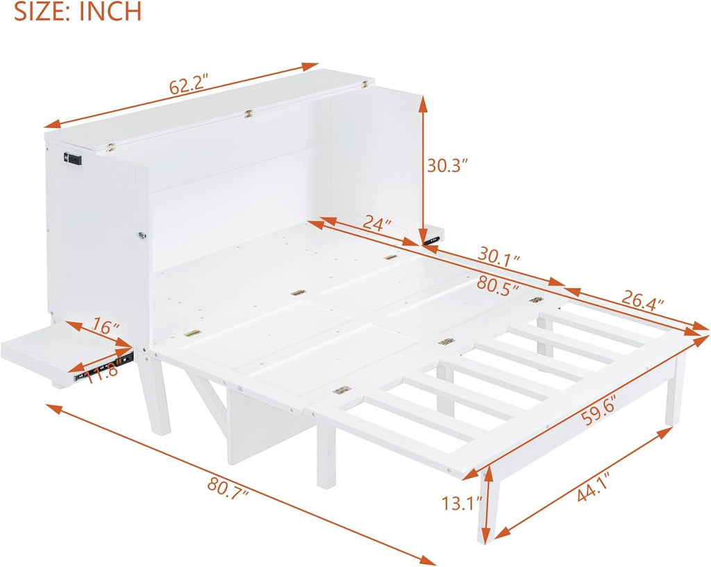 Queen Murphy Bed with Desk, Shelves, and Charging Station B221925