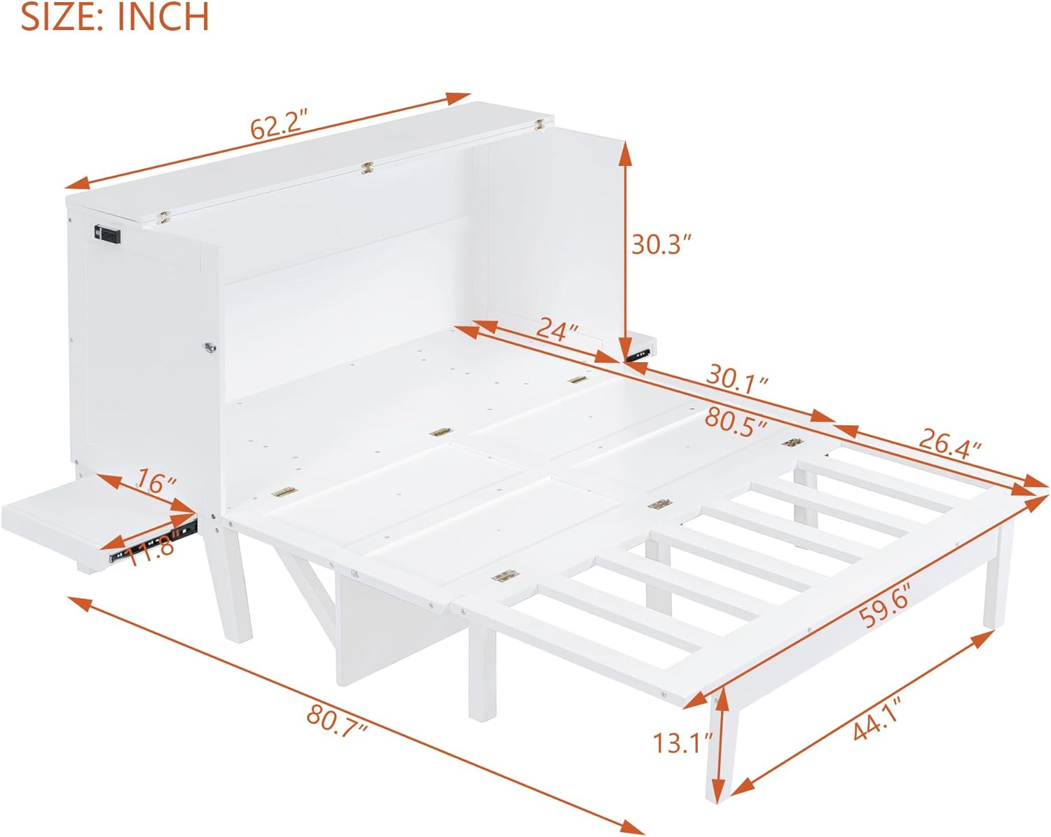 Queen Murphy Bed with Desk, Shelves, and Charging Station B221925