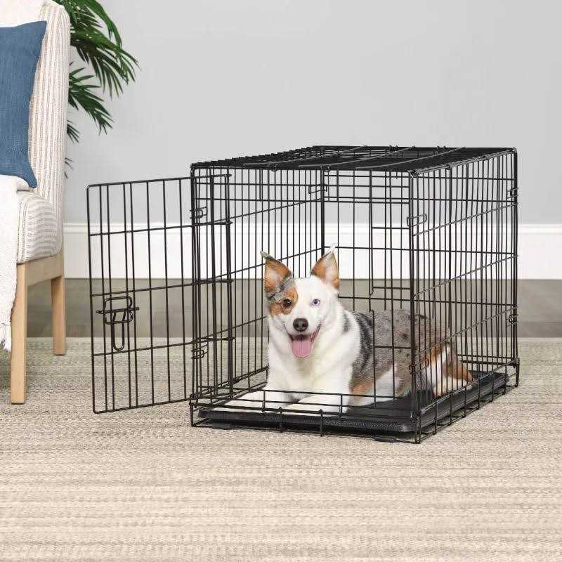 Single Door Folding Metal Wire Dog Crate with Divider and Tray P119977