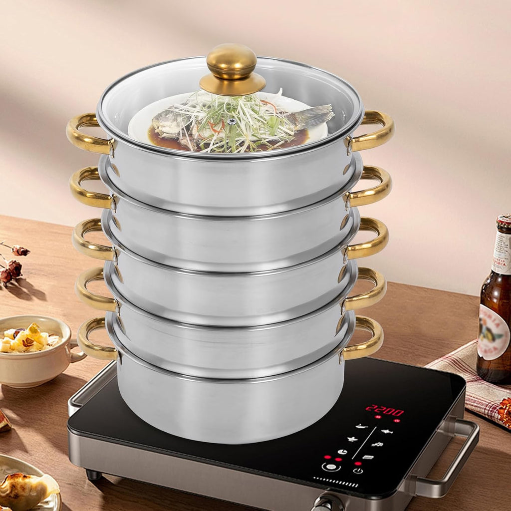 26cm Stainless Steel Steamer Pot with Glass Lid T7692