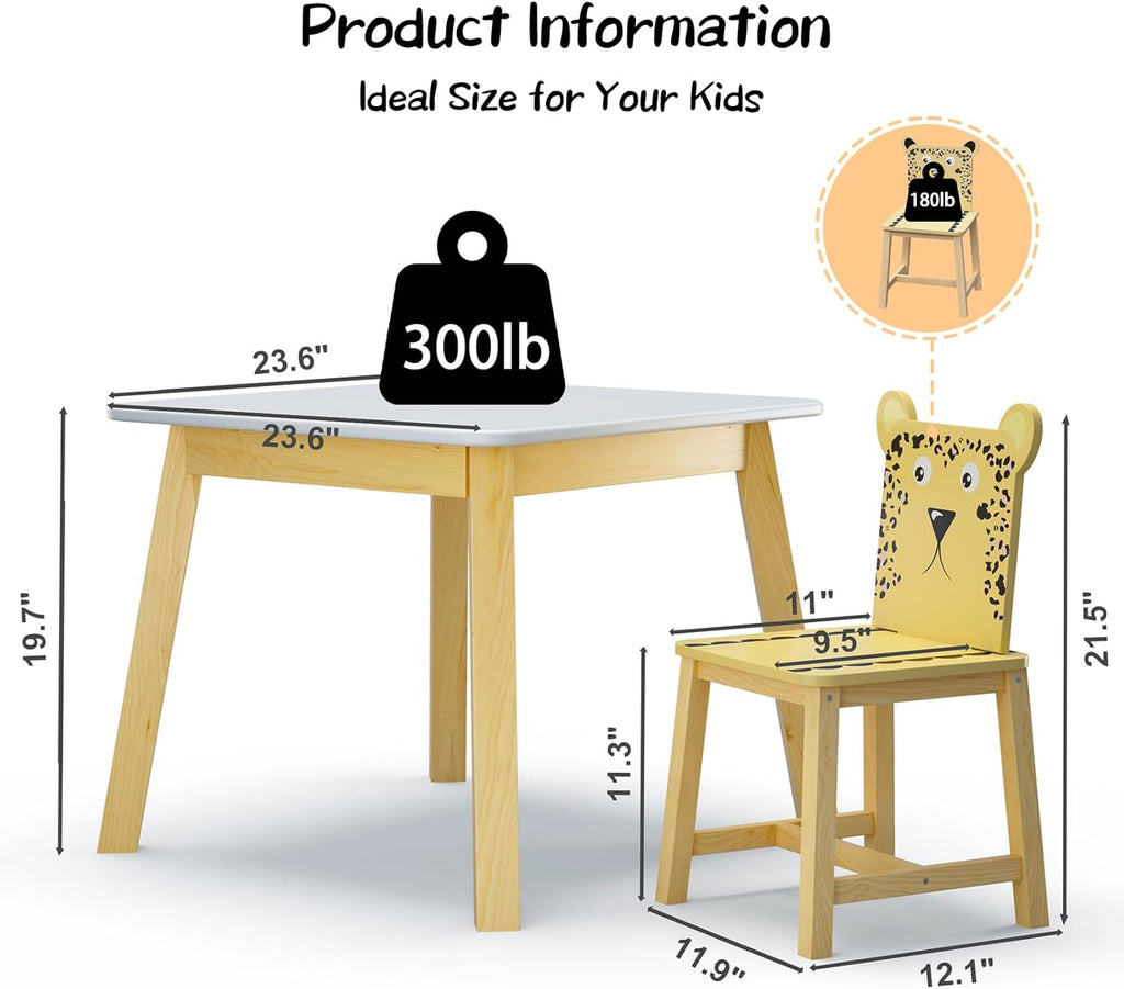 Children's Wooden Table and 4 Chairs Set for Ages 2-10 R550106