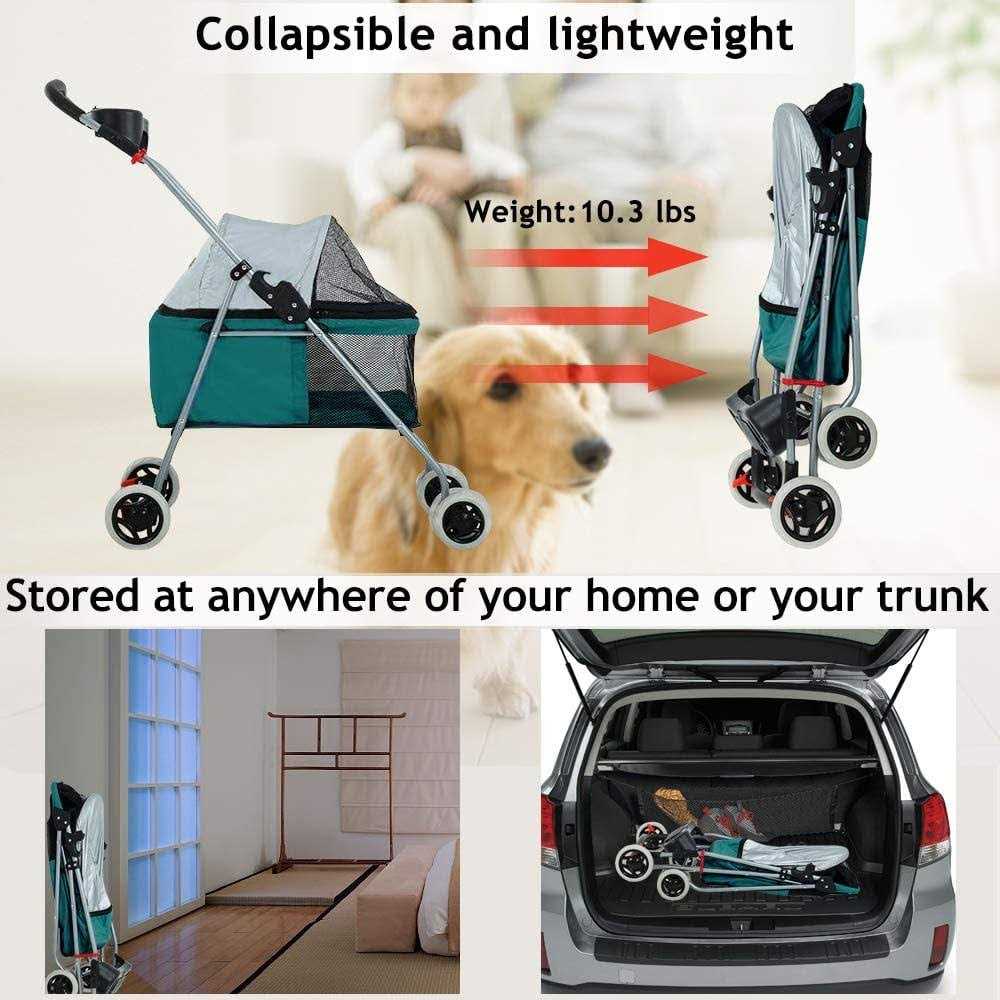 Folding Dog Stroller for Small Dogs & Cats with Cup Holder Y731027