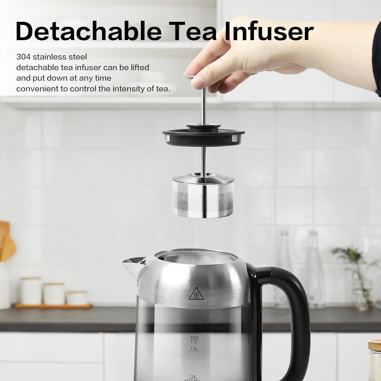 Smart Electric Kettle with Temperature Control & Tea Infuser - 1.7L Glass Water Boiler V7310