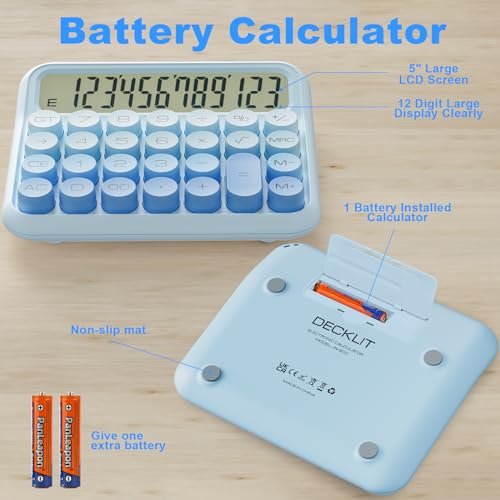 Mechanical Calculator 12 Digit 5-Inch LCD Display, Big Buttons, 15° Tilt Screen I84657
