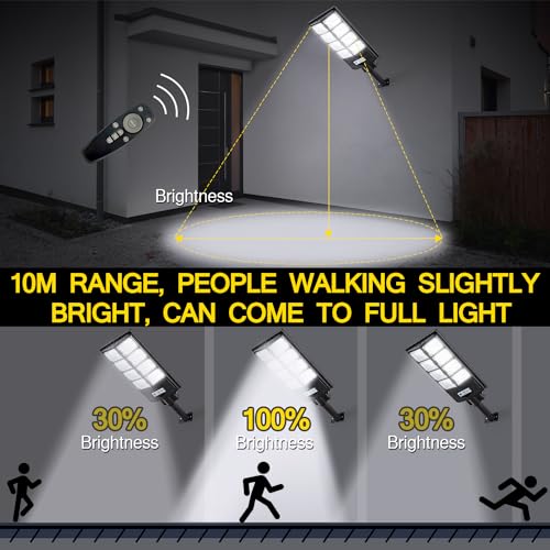 Solar Street Lights Outdoor Waterproof, Dusk to Dawn with Motion Sensor H63639
