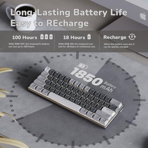 Wireless 60% Mechanical Gaming Keyboard, Hot Swappable RGB, Bluetooth/2.4G/USB X692