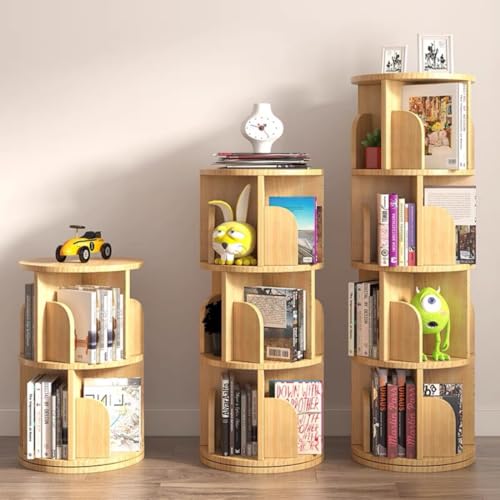 Kids Bookshelf, 2 Tier 360° Rotating Bookcase Organizer V65514