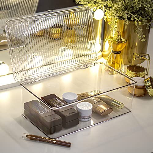 Clear Plastic Storage Bins with Lids, Stackable Fridge and Pantry Organizer T227