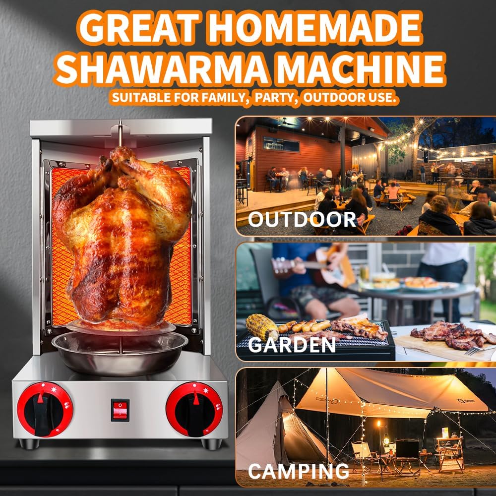 Gas Vertical Doner Kebab Machine with 2 Burner and Meat Catch Pan Y28708