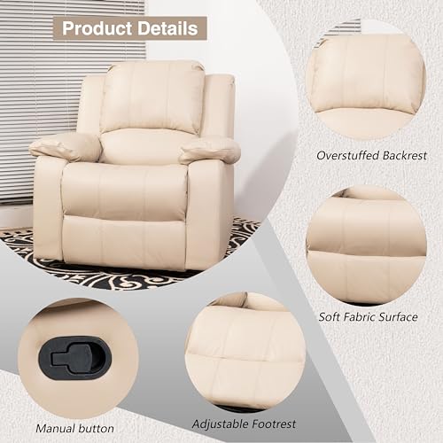 Swivel Recliner Chair with Adjustable Footrest, Beige B709