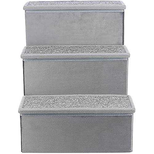 Foldable 3-Step Pet Stairs with Storage D381313