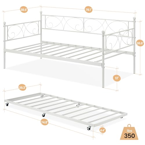 Black Metal Platform Sofa Bed Frame with Casters and Headboard L295