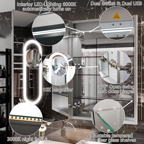 Lighted Medicine Cabinet with Mirror, LED, Anti-Fog O222