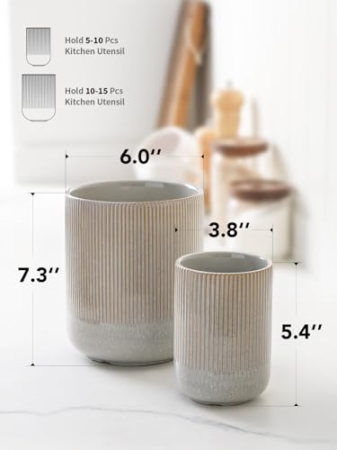 Ceramic Utensil Holder for Countertop, Set of 2 U5049