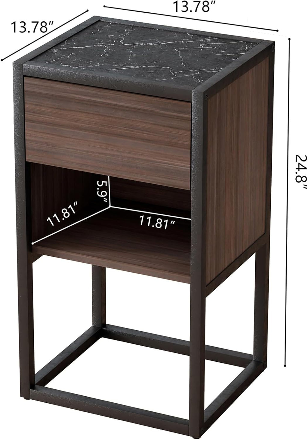 Side Table with Storage for Living Room, Wood Base, Drawer W308
