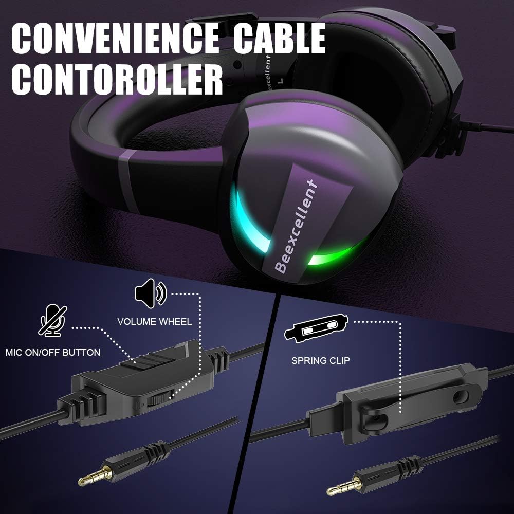 Gaming Headset for PS4, Xbox One, PC, Surround Sound Over Ear Headphones with Noise Canceling Microphone B635