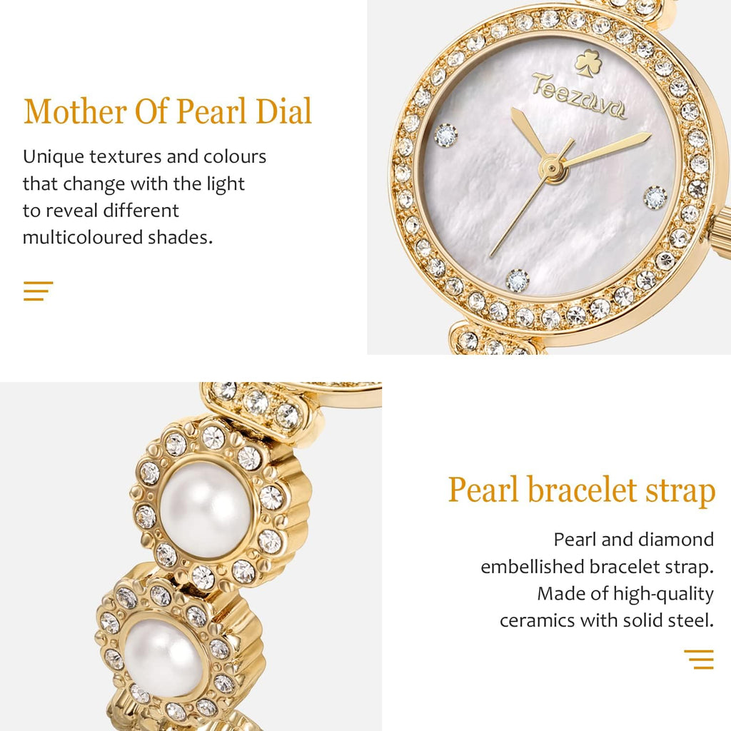 Women's Pearl Dial Quartz Watch with Stainless Steel Bracelet U39813
