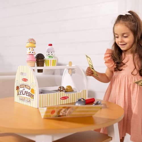 Wooden Scoop and Serve Ice Cream Counter Play Set for Kids X216422