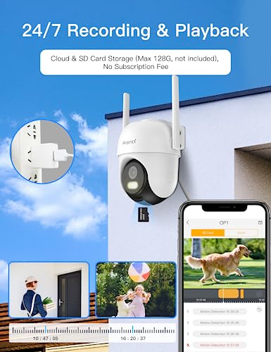 Outdoor Security Camera, 4MP WiFi Pan/Tilt, Color Night Vision O330706