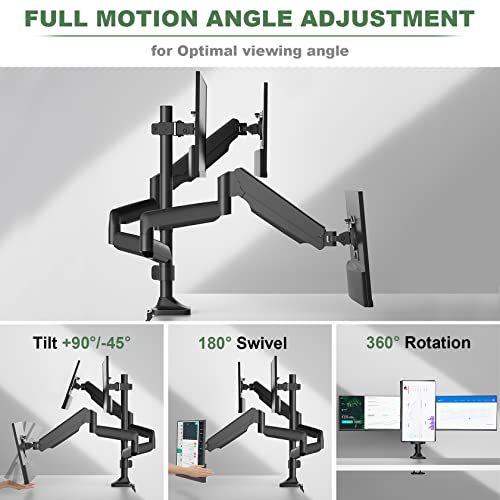 Triple Monitor Desk Mount for Three Flat or Curved Screens up to 27 Inch, VESA 75x75/100x100mm E3141