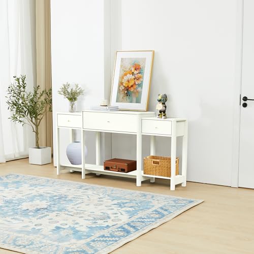 Marble Texture Console Table with Drawer and Open Shelf Z34994