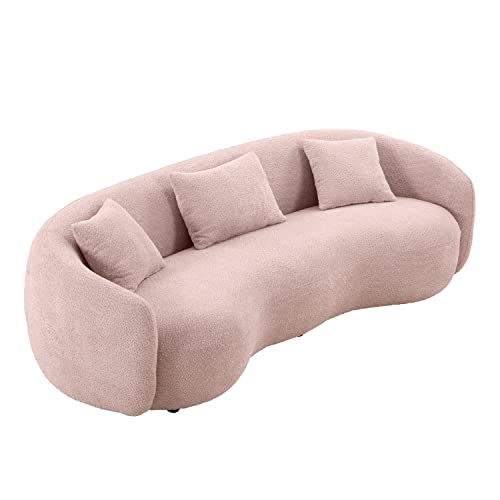 Mid Century Modern Curved Sofa, 3-Seat Boucle Fabric Couch A249