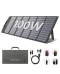 Portable Solar Panel 100W 17.5V with MC-4 to DC5521/XT60/Anderson Cable, 100W Foldable Solar Panels Kit with Adjustable Kickstands, Waterproof IP65 for Camping, Outdoor, Power Station