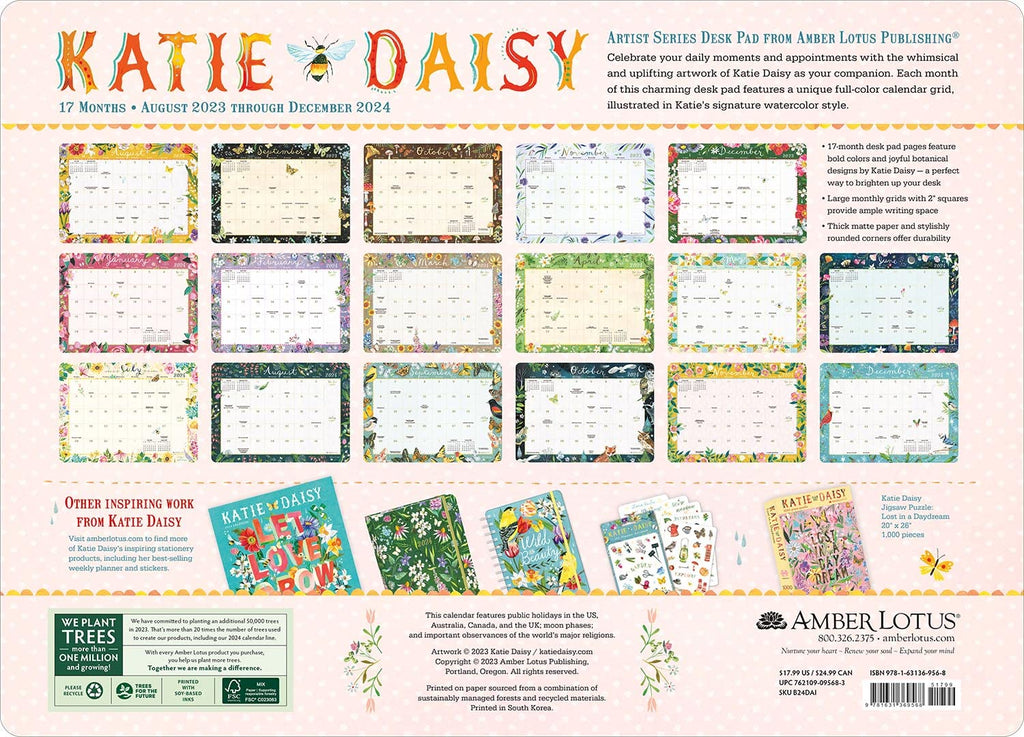 Desk Pad Monthly Calendar 2023-2024, 18.75" x 13.5" D778