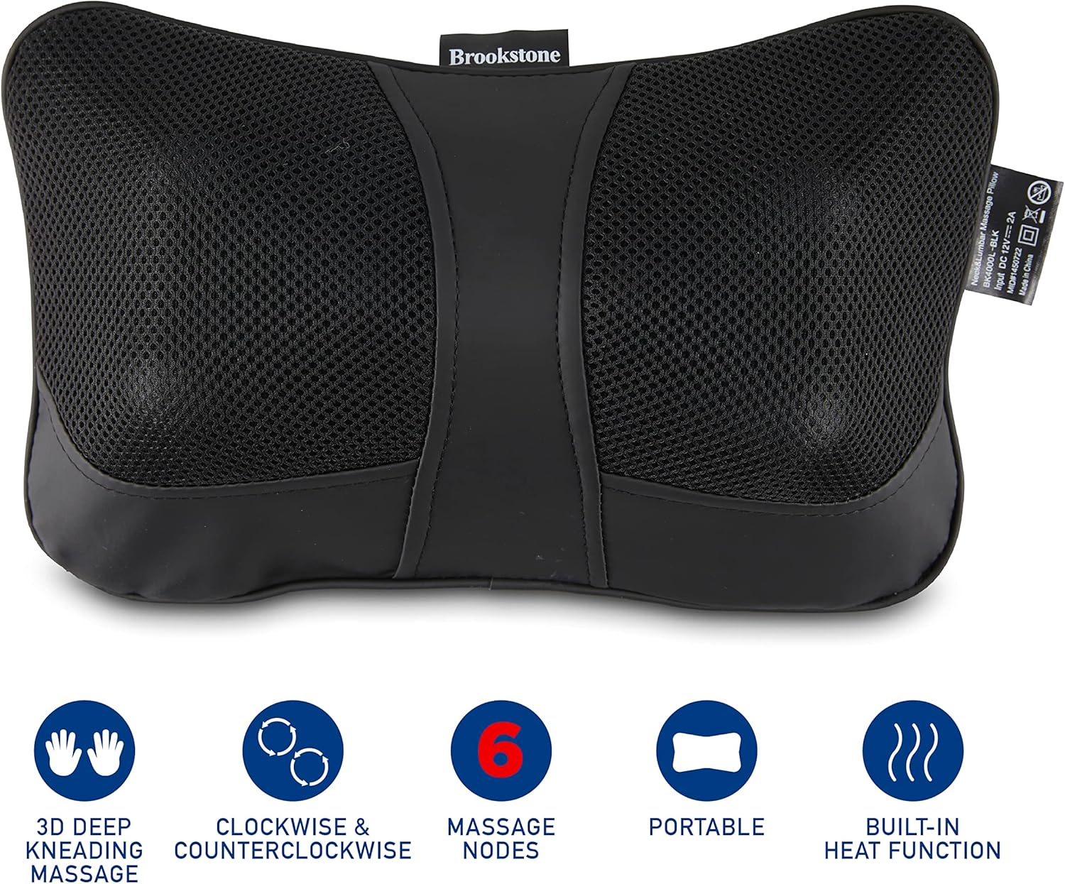 Shiatsu Neck and Lumbar Massager with Heat, Portable Electric Massage Pillow T352846