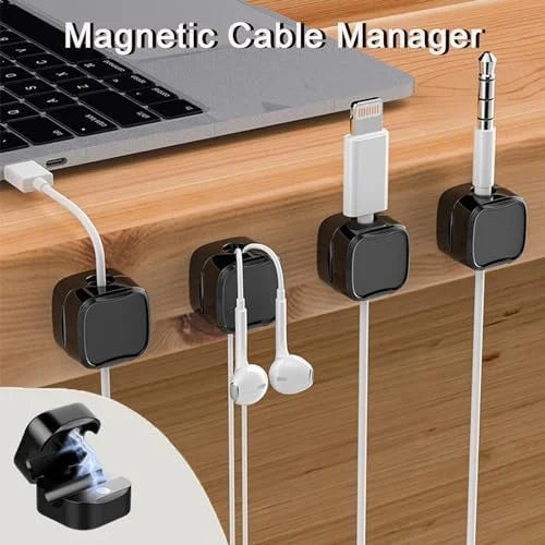 Magnetic Cable Clips Cord Organizer, Black, Self Adhesive, 12 Pack G943948