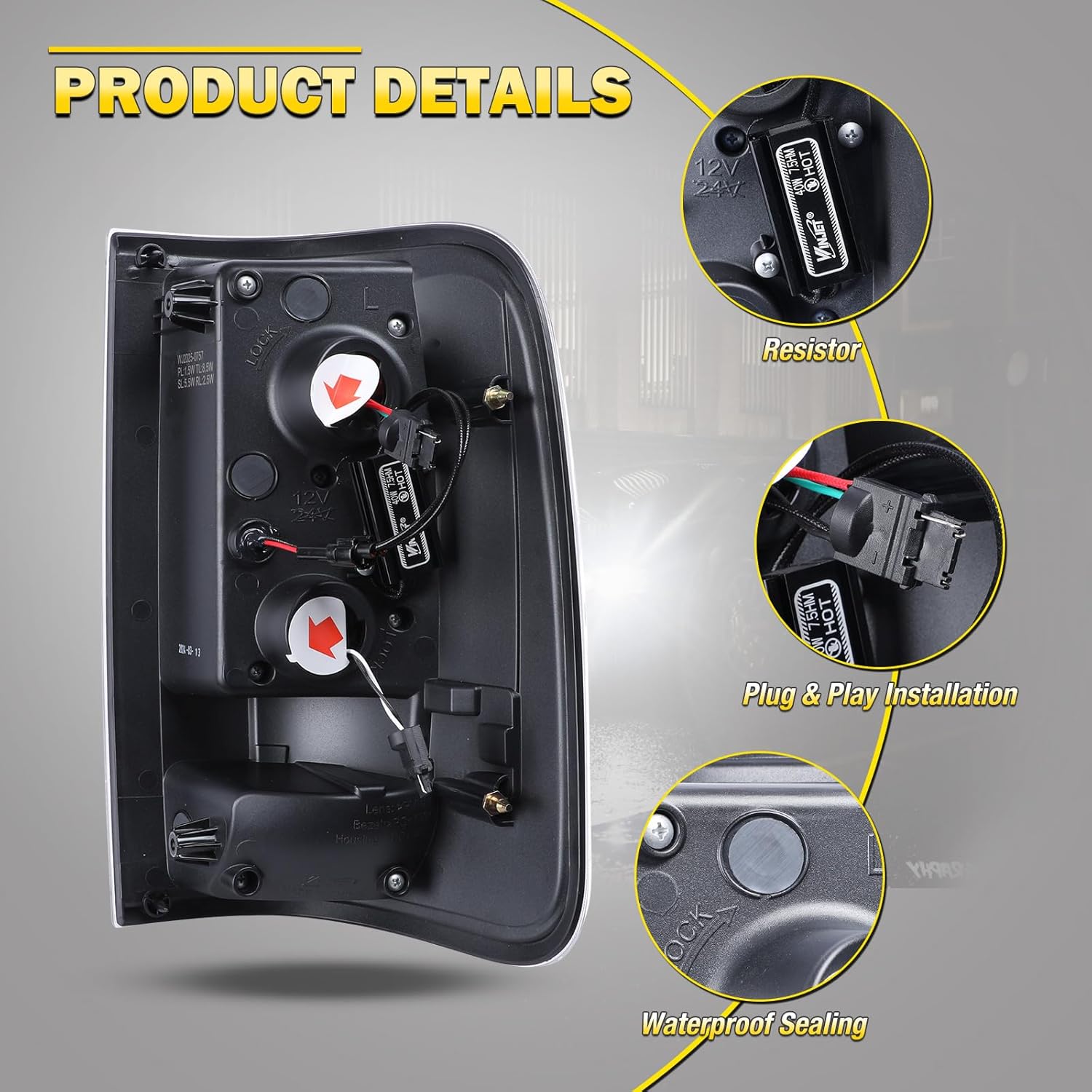LED Taillights for 2004-2008 Ford F-150 Styleside, Sequential Turn Signal, Black Smoke Lens, 1 Pair K781403