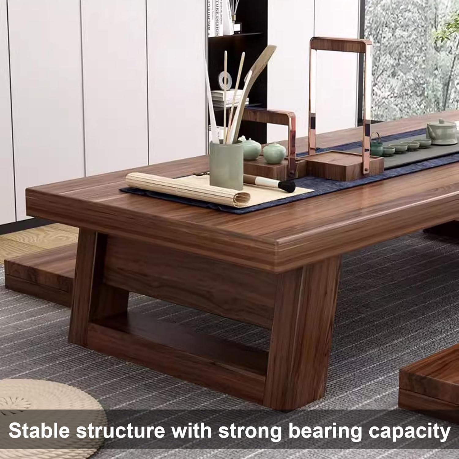 Japanese-Style Solid Wood Low Table for Floor Sitting Dining B850