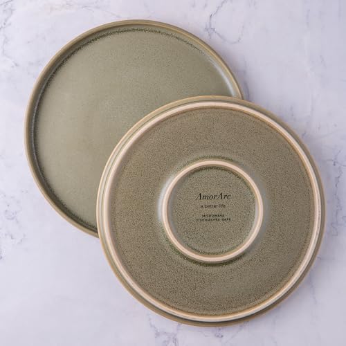 Stoneware Dinner Plates Set of 4, 10.25 Inch, Matte Glaze, Microwave and Dishwasher Safe C320815