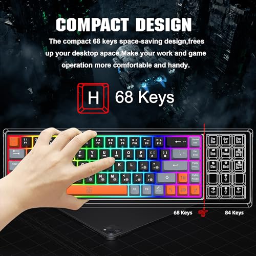 Gaming Keyboard, Compact RGB Backlit, 68 Keys I366674