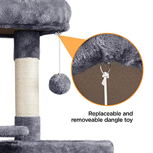 Cat Tree Cat Tower, 63in Multi-Level for Indoor Cats, Sisal Scratching Posts & Condo, Black W78958