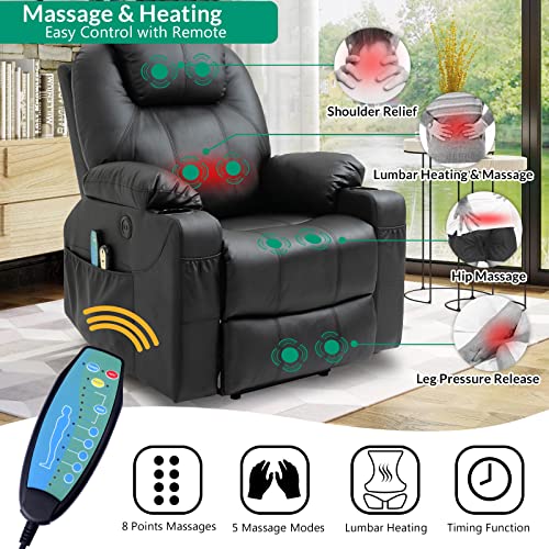 Power Lift Chair Electric Recliner for Elderly with Heated Vibration Massage, Cup Holders and USB Ports H838