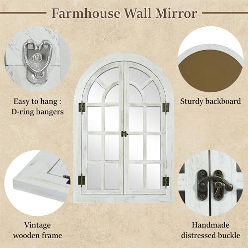 Arched Wall Mirror Wood Frame for Bedroom Living Room P83646