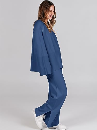 Women's 2 Piece Knit Sweater Set with Wide Leg Pants S675