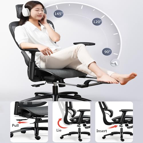 Ergonomic Mesh Office Chair with Lumbar Support and Adjustable Headrest A71752