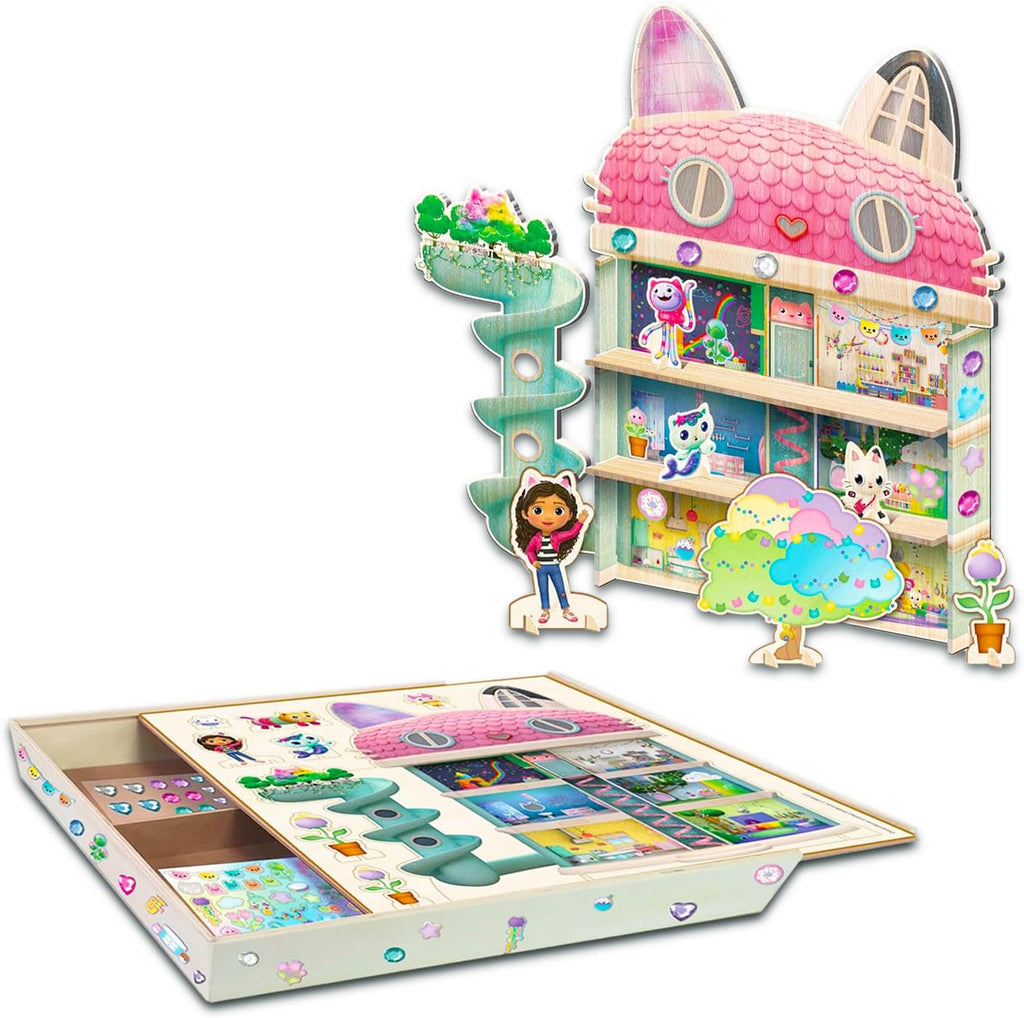Wooden Dollhouse Playset for Girls with Activity Set and Stickers I937152
