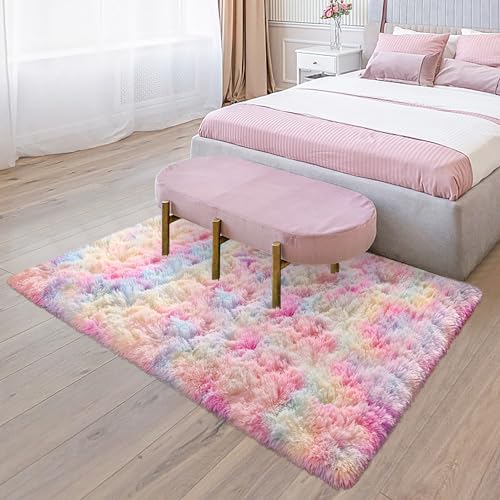 Fluffy Plush Area Rug 5x8 for Girls Bedroom H808