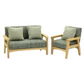 iland Dollhouse Couch and Miniature Sofa Set with Mini Houndstooth Cushions, Dollhouse Furniture on 1/12 Scale for Dollhouse Living Room (Grey Green)