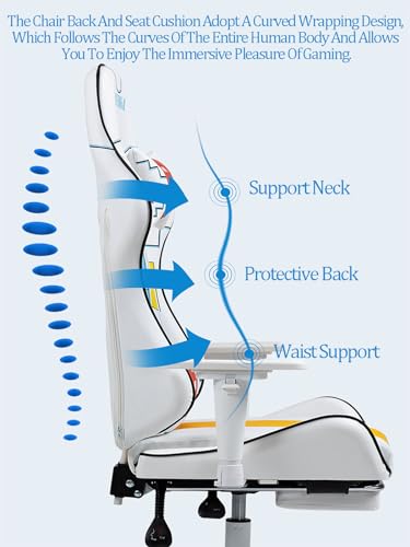 Ergonomic Gaming Chair Recliner with Footrest, White V66230