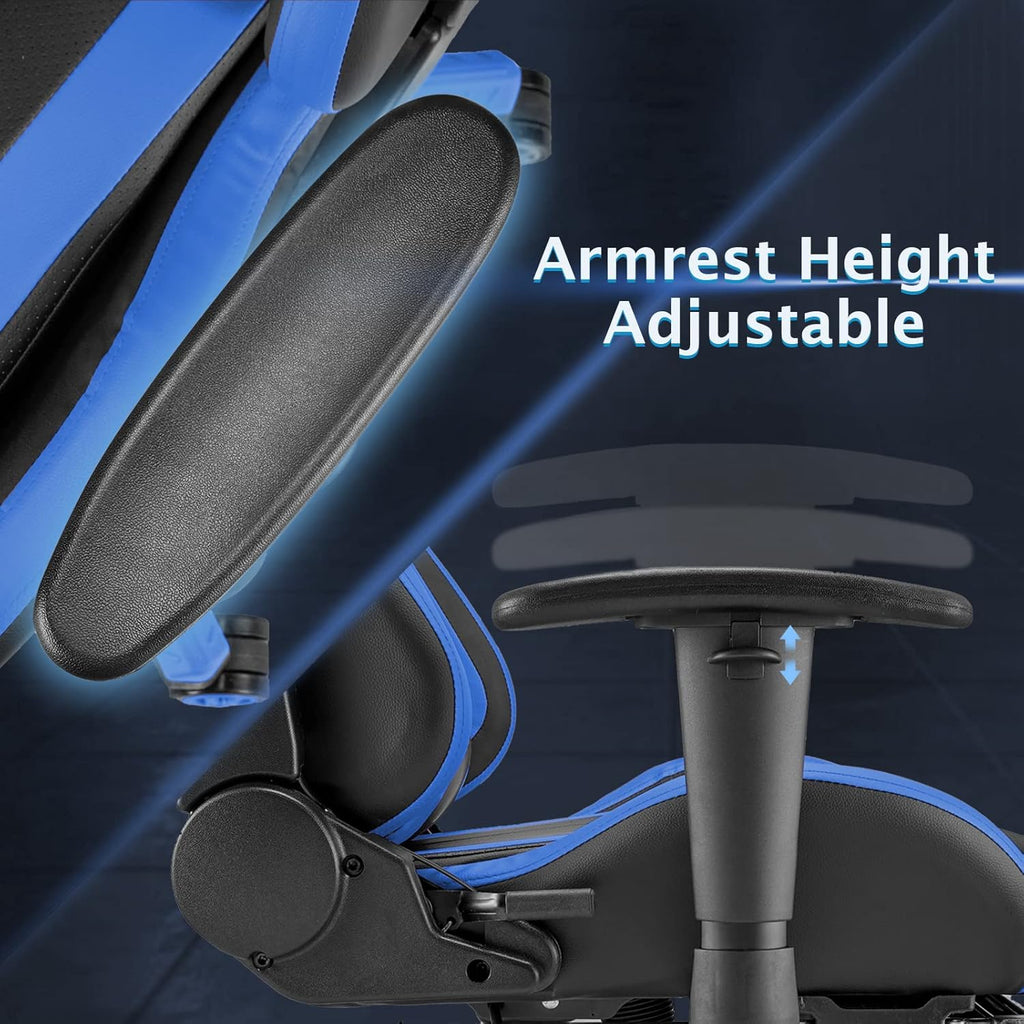 Ergonomic Gaming Chair with Footrest, Reclining PU Leather Office Chair O332