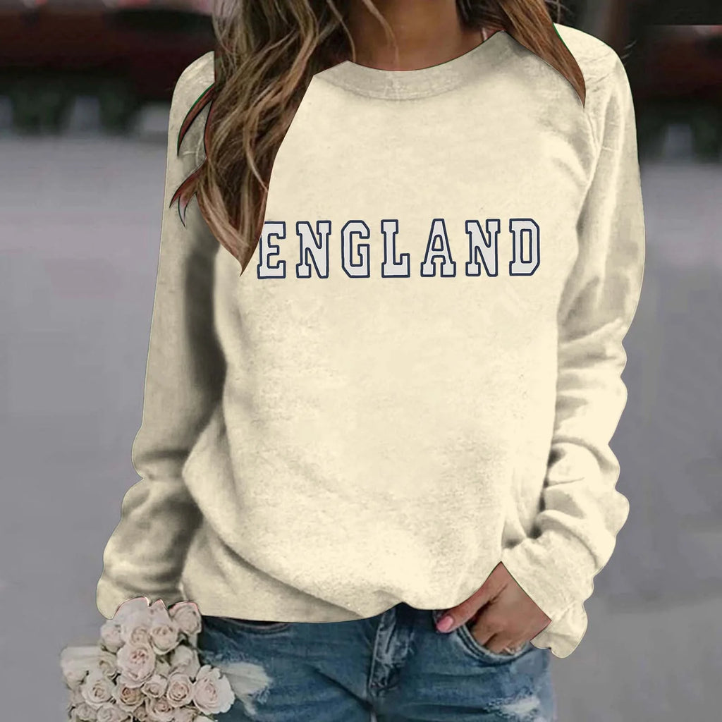 Women's Letter Printed Round Neck Long Sleeve Casual Sweatshirt M76526