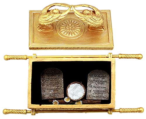 Large Matte Gold Holy Ark of the Covenant with Ten Commandments Religious Decorative Figurine Box Q672
