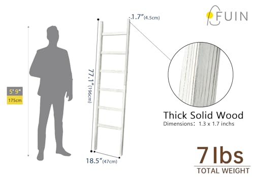 Extra Wide 6.4ft Wooden Blanket Ladder for Living Room, Black O688495