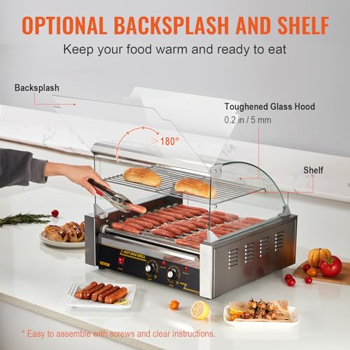 Hot Dog Roller Cooker with Dual Temperature Control, Stainless Steel W27370