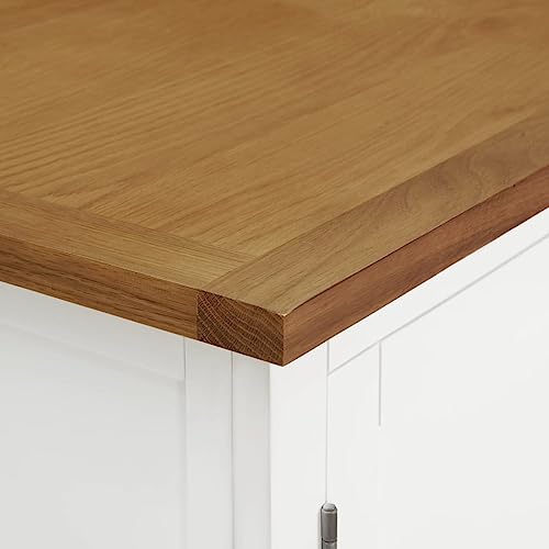 Solid Oak Wood Wardrobe with Hanging Rod and Drawers N672551